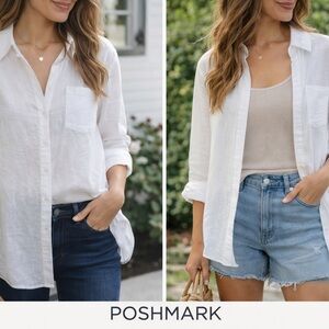 White Lightweight Button-Up Tunic | Relaxed Fit Summer Blouse